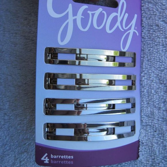 4 Goody Gold Silver Lexy Stay Tight Double Bar Metal Hair Barrettes Flat Secure - Picture 10 of 16